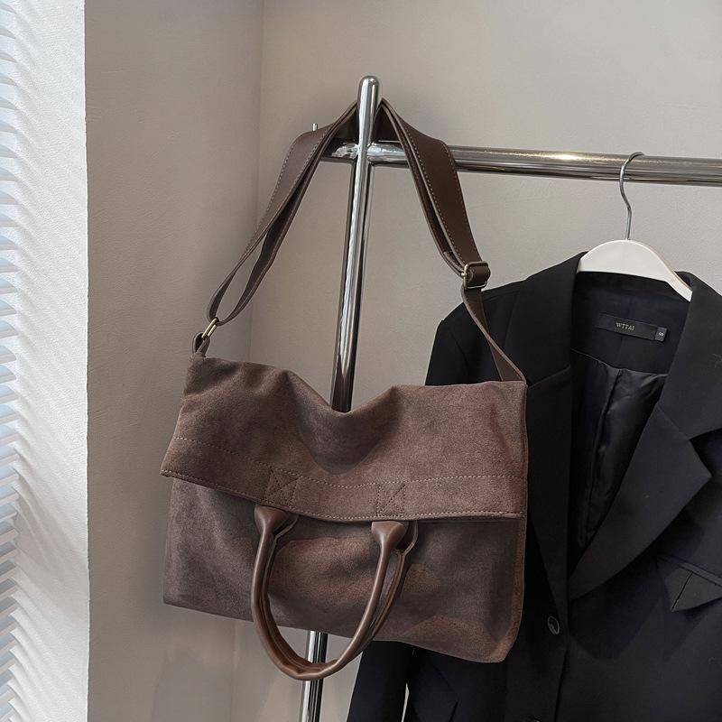 

Повседневная сумка-тоут из замши большой вместимости для поездок на работу, женская новая универсальная сумка через плечо, портативная большая сумка-тоут 37*11*25