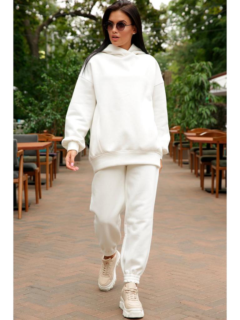 Women's Autumn/Winter Fashion Solid Color Hooded Sweatshirt Casual Two-Piece Set