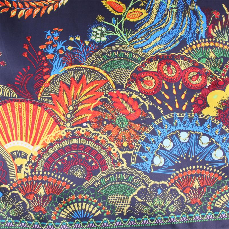 POBING Silk Scarf Women Large Shawls Money Tree Print Stoles Square Bandana Luxury Kerchief Hijab Female Foulards 130CM