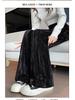 Golden Velvet High-Waist Fleece-Lined Wide-Leg Pants for Women - Slimming & Casual Autumn/Winter Trousers