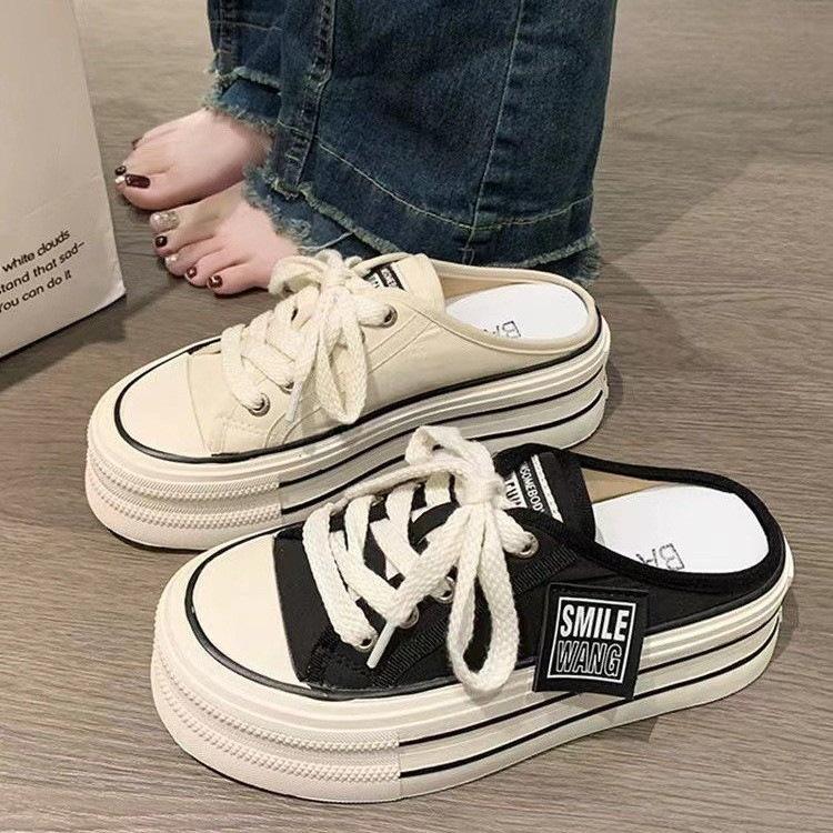Platform Slippers Spring New Bag Head Half Slippers Women Wear Lazy Shoes