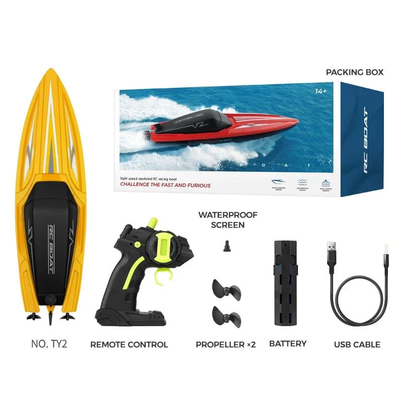 2.4G 100M RC Wireless Boat Ship Kids Gift Outdoor Toys Electric Rechargeable Water High Speed Remote Control Speedboat Kid Gifts