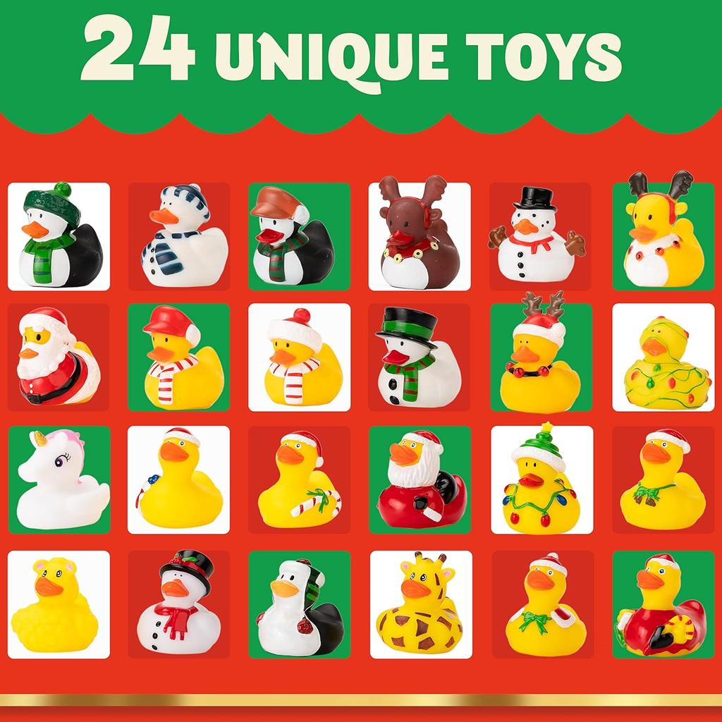 Christmas Advent Calendar Ducks Days Countdown Rubber Boys Girls Toddlers Kids Xmas Party Favor Gifts JOYFY 24 for Kid Friendly Entertaining Fun Play
