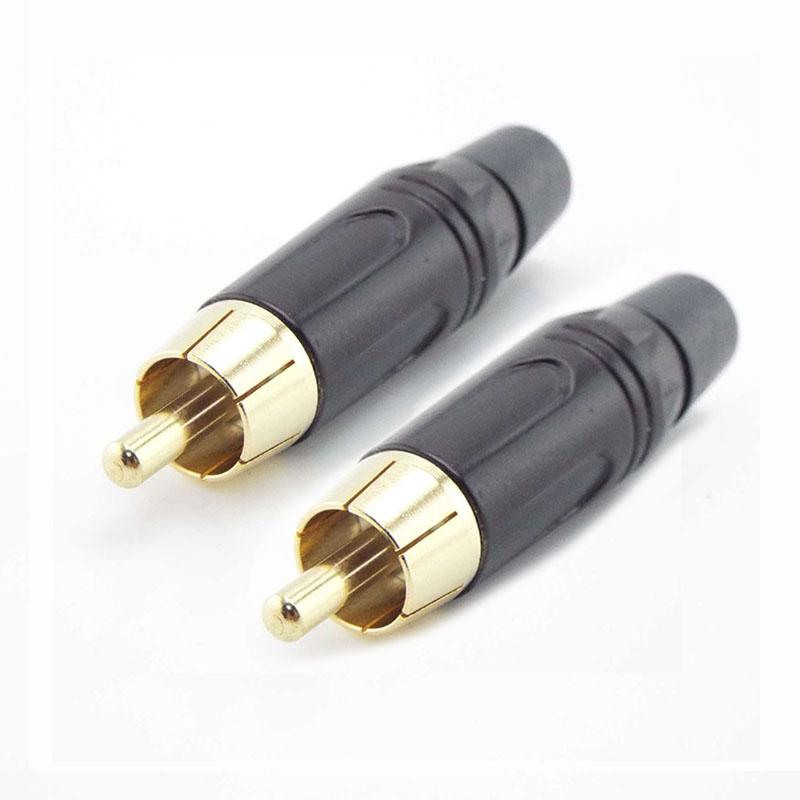 RCA Male Plug Connector Gold Plating Adapter Pigtail Speaker for 6MM Audio Cable Black Red Color