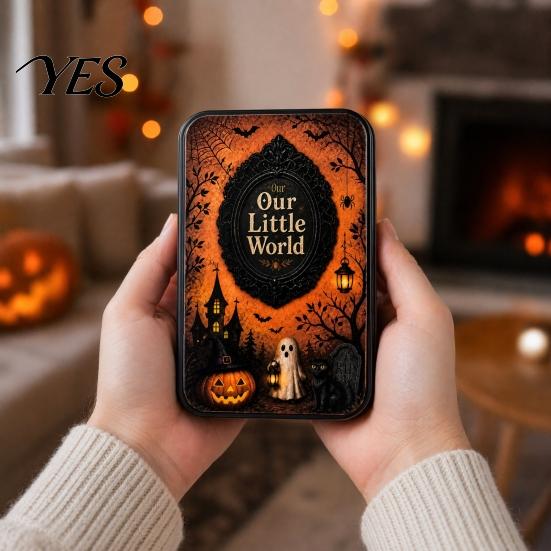 Reusable Small Storage Case DIY Mini Photo Frames Silhouette Tin Box, Halloween Miniature Box Picture Display Container for Party Home Decor