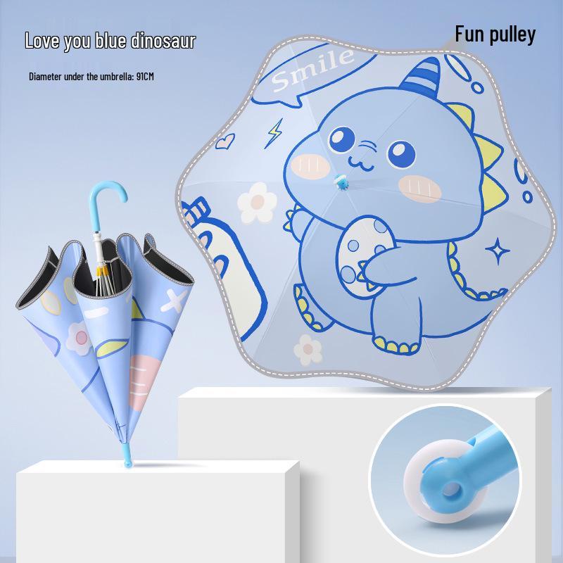 Children's Cartoon Umbrella: Safe, Rounded Corners, Anti-Puncture, Lightweight, Long Handle for Kindergarten & Elementary Boys and Girls.