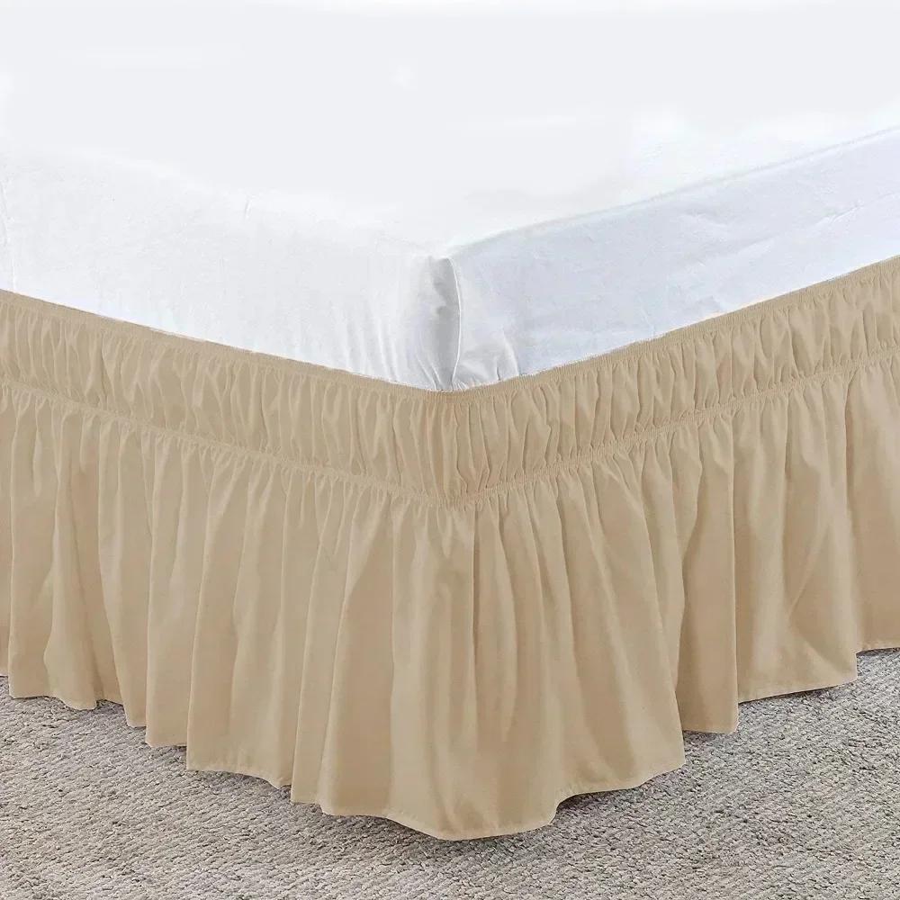

1PC Home Bed Skirt Wrap Around Elastic Band Bed Shirts Without Bed Surface Twin /Full/ Queen/ King Size for Home Decor King 203x198x40cm коричневый