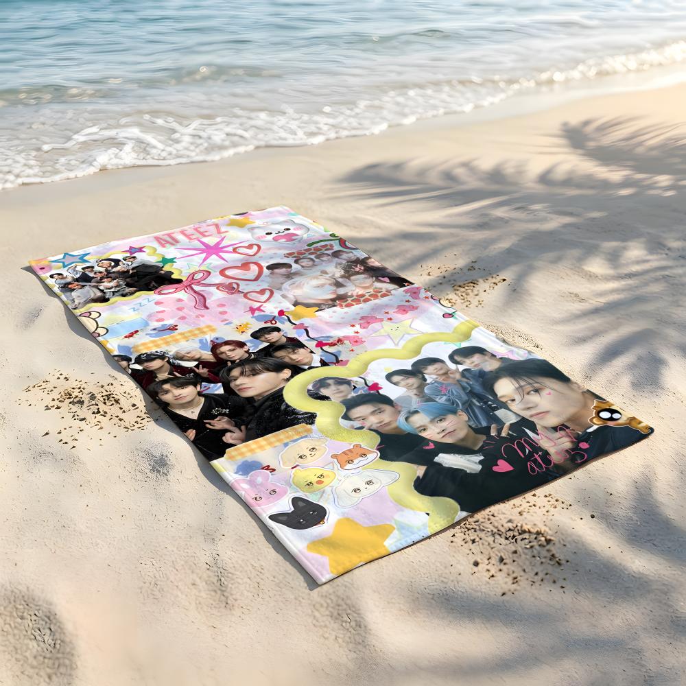 K-pop boy group A-ATEEZ Towel Beach Blanket Towel  For Travel Gym Shower Luxury Lightweight Camping Pool hot