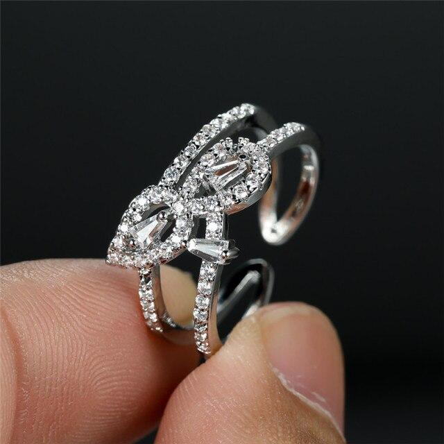 Witte zirkoon vierkante steen verlovingsring Boho goud zilver kleur trouwring mode kristal opening verstelbare ringen voor vrouwen