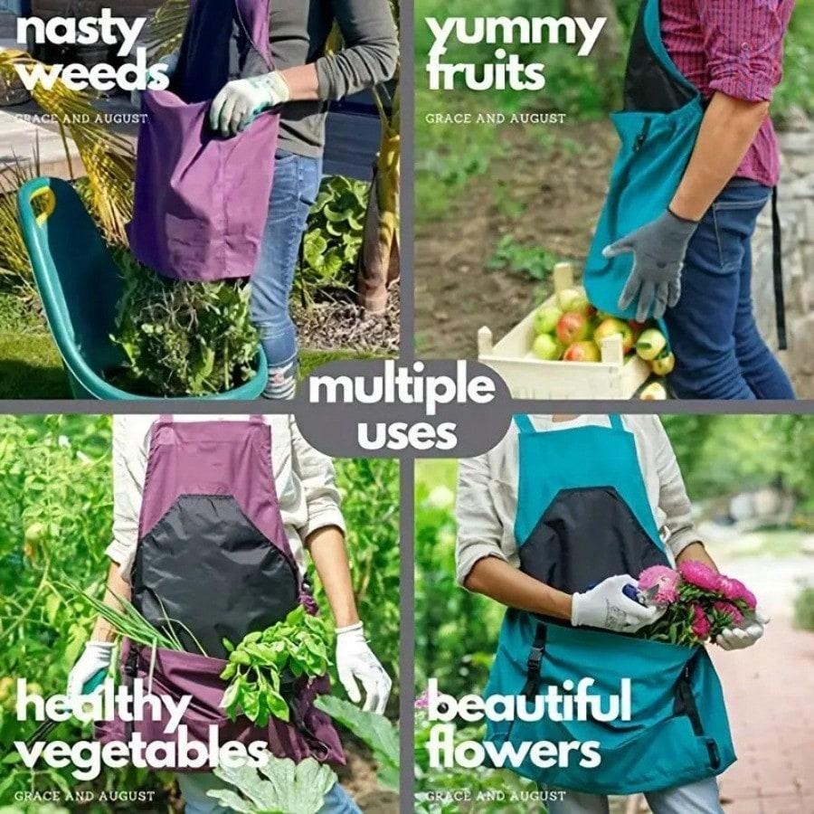 Grembiule da esterno con tasca grande grembiule da giardinaggio zaino portaoggetti grembiule per attrezzi borsa per la raccolta