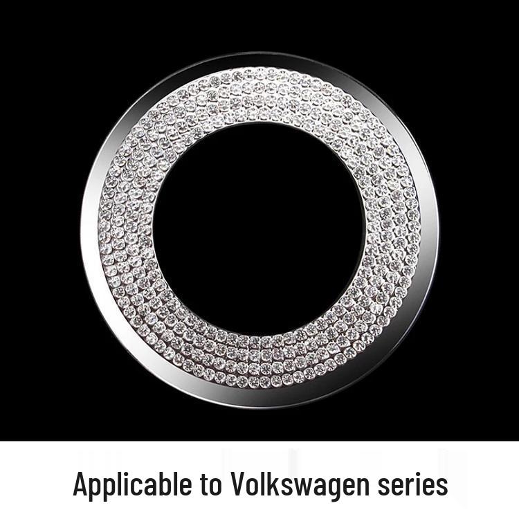 Naklejka z logo na kierownicę z cyrkoniami - Stylowa dekoracja wnętrza samochodu