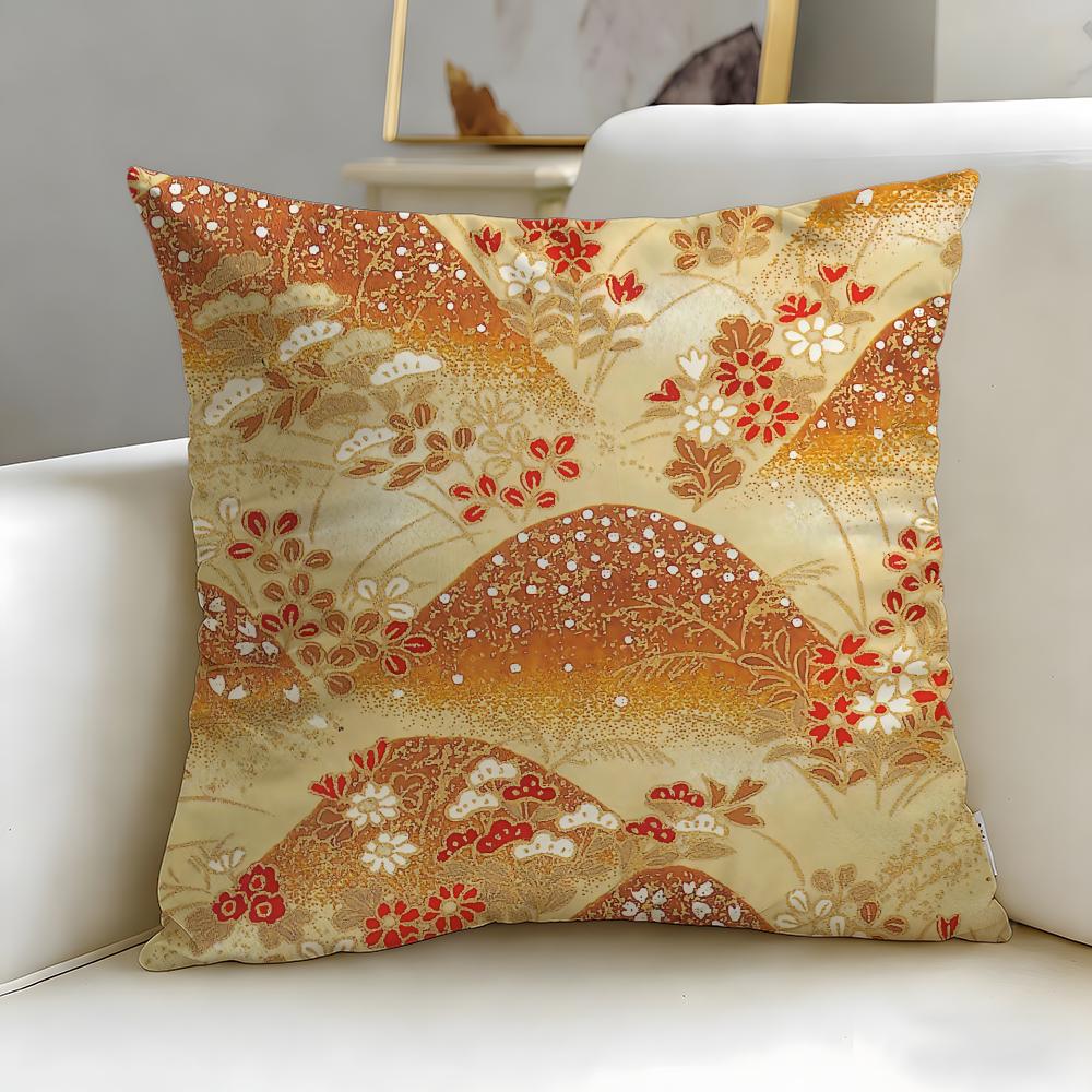 Pattern Japanese Style Pattern Cushion Cover Soft & Easy-Wash Pillow Case – Versatile for Couch, Bed, Travel and Office
