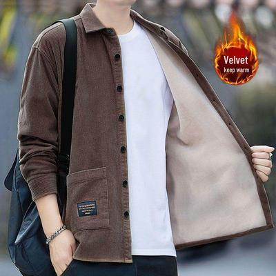 Men's Corduroy Long Sleeve Shirt - Warm, Thick, Multi-Pocket Casual Workwear for Fall/Winter
