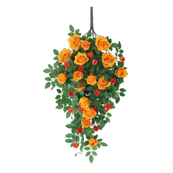 

Artificial Flower Rattan Decoration 6 Head Fake Hanging Rose Vine Plants Faux Silk Flower Rattan for DIY Wedding Room Background Decoration