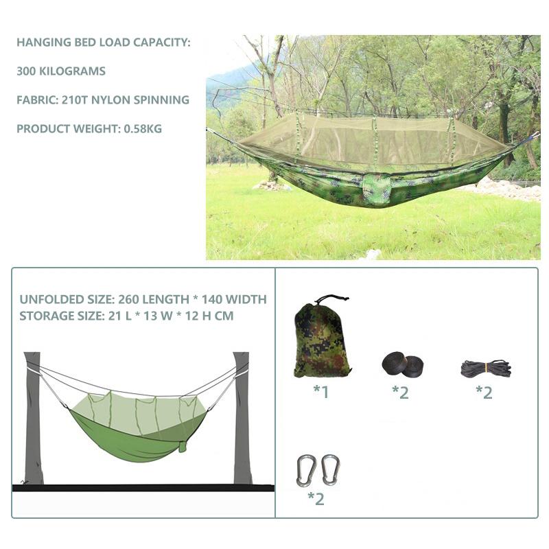 Camping Hängematte mit Moskitonetz Bettzeug, Entfaltete Größe: 260x140cm