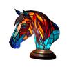 (Pferd)Tier-Tischlampe Buntglas Harz Buntglas Nachtlicht Retro Schreibtischlampen Weihnachtsgeschenk