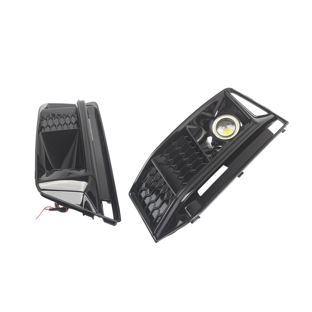 2PCS Black Front Bumper Foglight Grille Grill Fit   A4 S4 B9 2016-2019