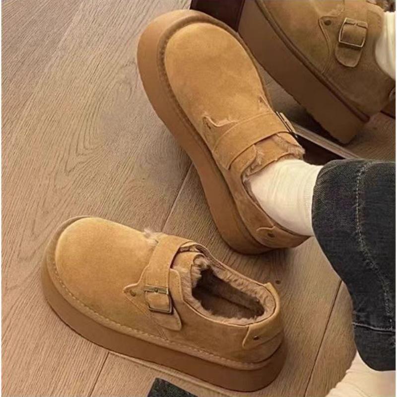 Thick-soled snow boots winter new velvet warm Birkenstocks fluffy shoes cotton shoes