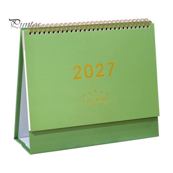 Academic Year Calendar 2027 Desk Calendar, Standing Flip Desktop Minimalist Gold Foil Cover Daily Agenda Monthly Planner, Thick Paper for Note Taking,