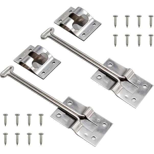 2 Pcs RV T-Style Door Holder 304 Stainless Steel Rv Door Latch Trailer Rv Screen Door Latch 6 Inch Camper Door Latch Trailer Rv Door Holder