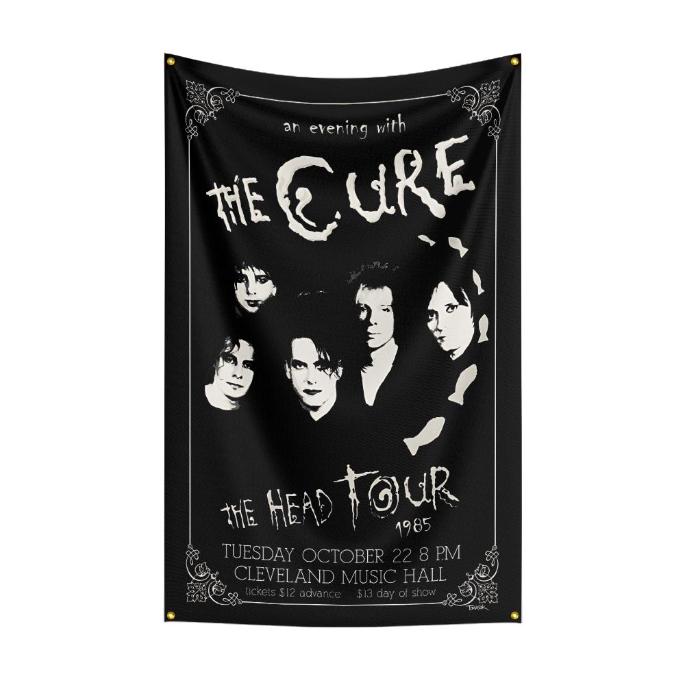 3x5 Fuß Schwere Rockband The Cures Flagge Polyester Digitaldruck Banner Für Schlafzimmer Wandkunst Außenwandteppich Dekoration 74x94cm(29x37in) white