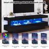 160*38*50.5 cm Black High Gloss TV Stand with 3 Glass Shelves, LED Lighting, App Control, Bluetooth Connectivity for 70-Inch TVs, Smart TV Stand