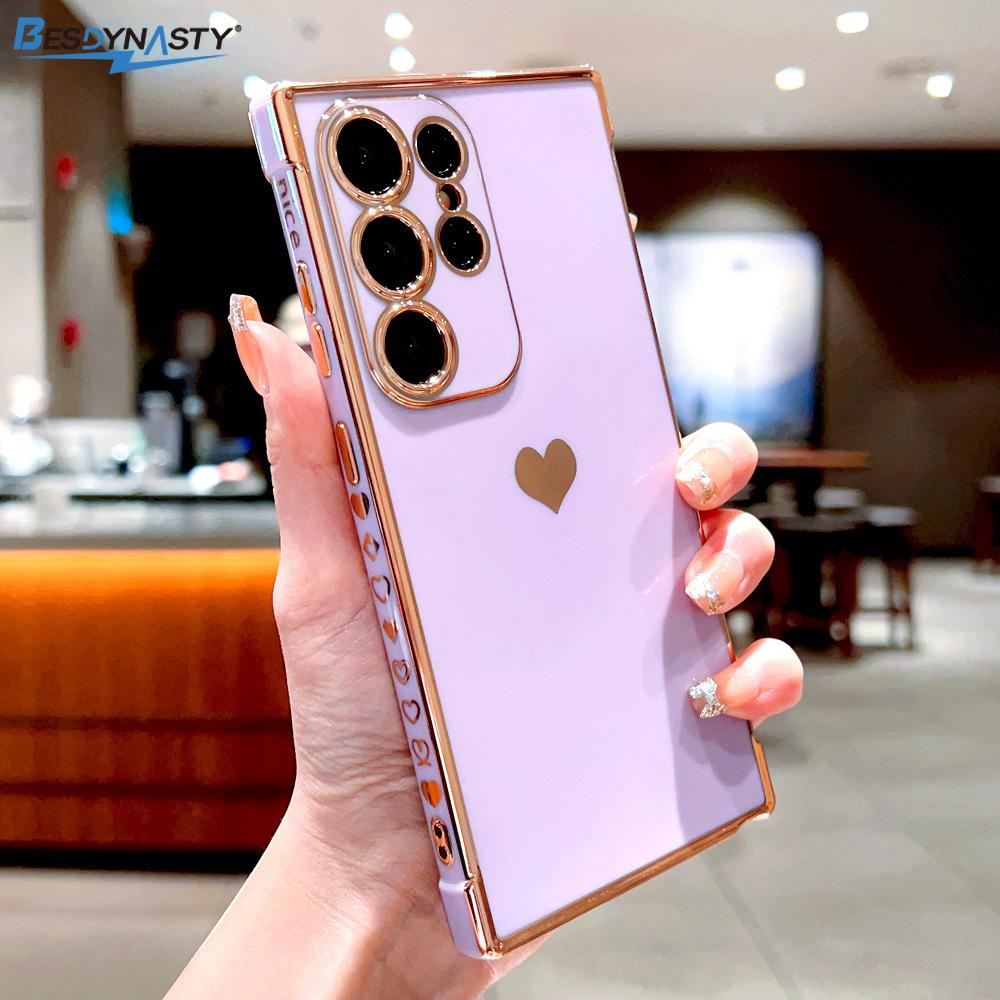 Luxury Plating Silicone Soft Case For Samsung Galaxy S26 S25 S24 S23 S22 S21 Ultra Plus FE A52 A53 A54 A55 Love Heart Cover