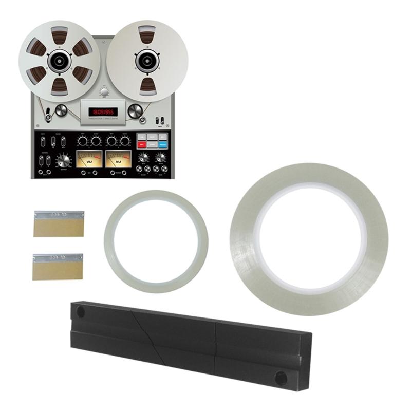 Universal 1/4In Black Tape Splicing Blocks and Large Clear Cutter Clear Tape For Sound System DIY Projects