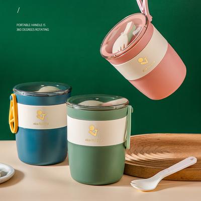 580ml PP Przenośny Izolowany Lunchbox z Zastawą Stołową Mikrofalowy Szczelny Kubek na Zupę Miska Kubki na Śniadanie Mleko Pojemniki do Przechowywania Żywności