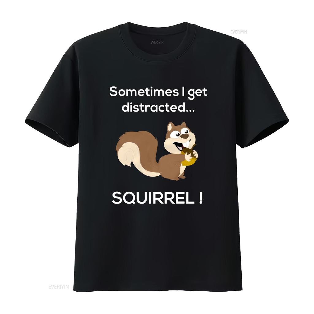 Funny Distracted Squirrel T Shirt Animal Zoo Farm Meme  vintage Washed streetwear Unisex homme Stretched Comfortable Casual