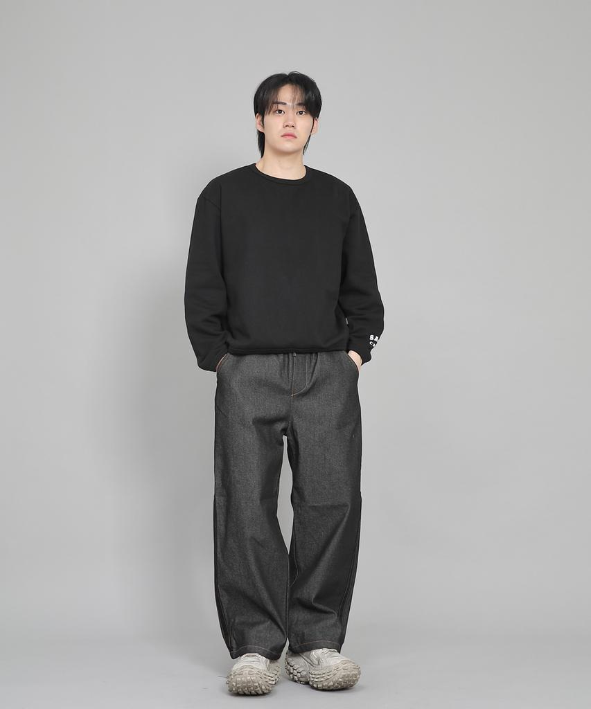Seinteukeulu Black P-Line Ex Wide Pants Plw-341 Denim Black