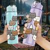 1PC Stacked Cute Cat Group 750ml Color Plastic Sports Water Bottle Leakproof Flip Straw Lid Suitable for Sports Office Home Use