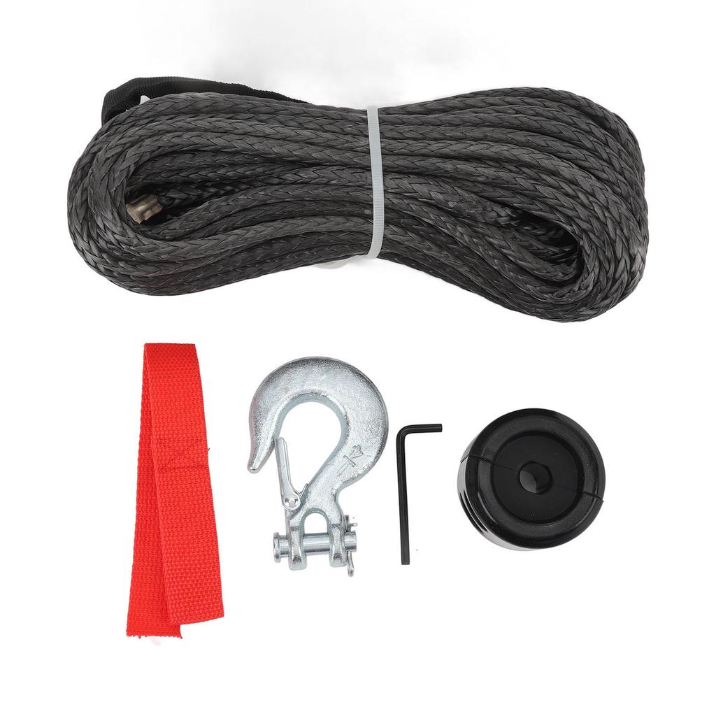 1 5in X 49.2ft ATV Winch Rope with 1 4in Hooks Rubber Stopper 7000 Lbs Breaking Strength for ATV SUV UTV Motorcycle