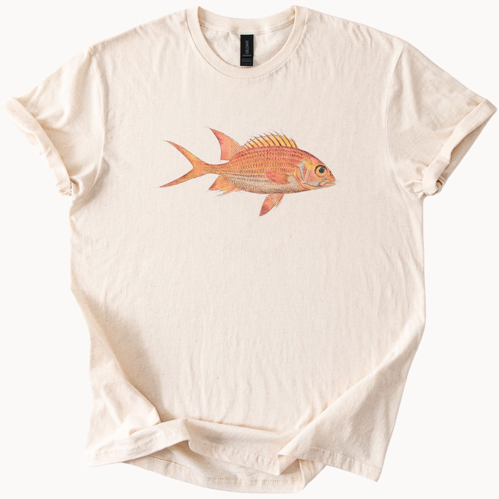 Red Orange Tropical Fish Art Graphic T Shirt Cute Ocean Animal Tee Beach Gift Summer Apparel 100