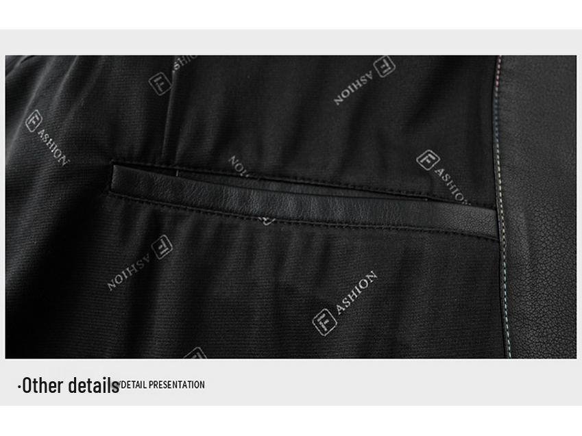 Men's High-End Genuine Sheepskin Leather Jacket, Business Casual Stand-Up Collar, Fleece-Lined for Middle-Aged.