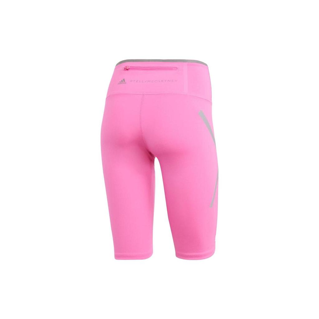 Adidas X Stella McCartney Collaboration SS23 Striped Print Back Zipper Pocket Fitness Shorts Women Shorts Cream Pink HS1712