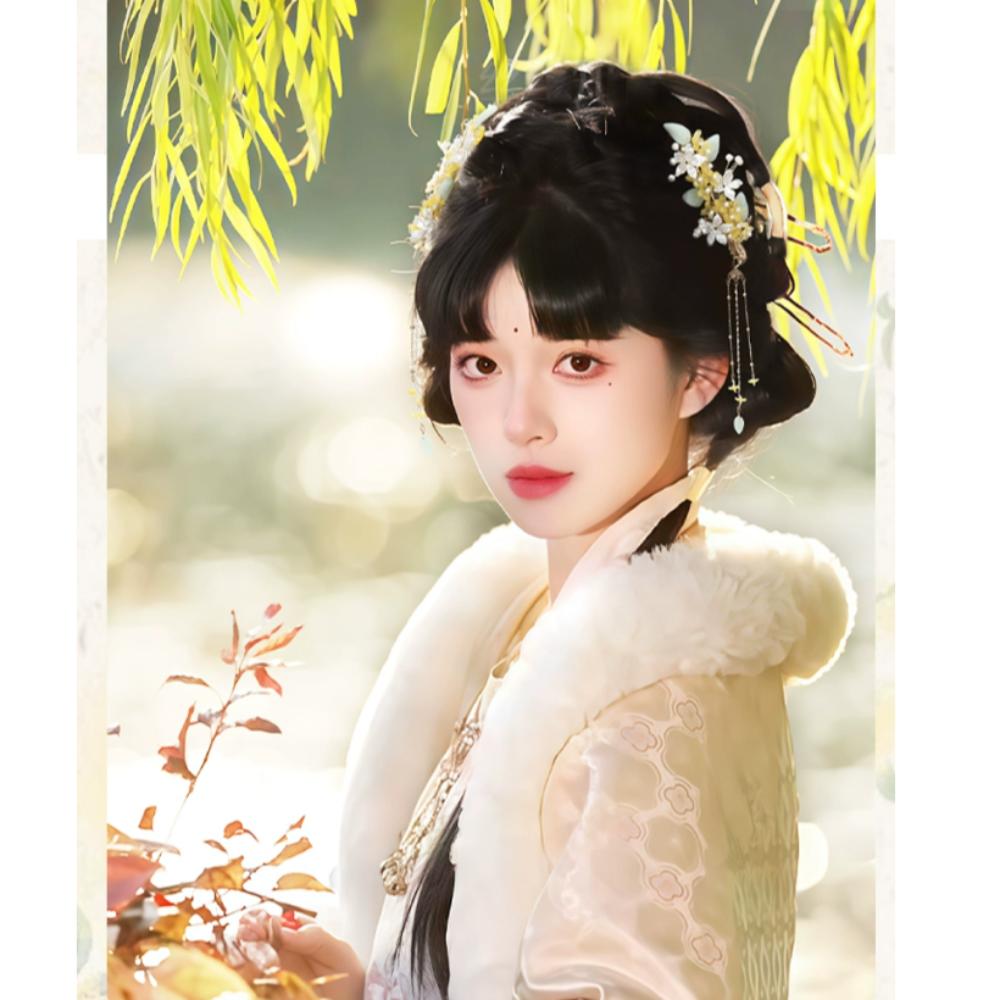 Vintage Hanfu Wig Headband Lazy Wig Bag Chinese Ancient Chignon  Song and Ming Dynasty