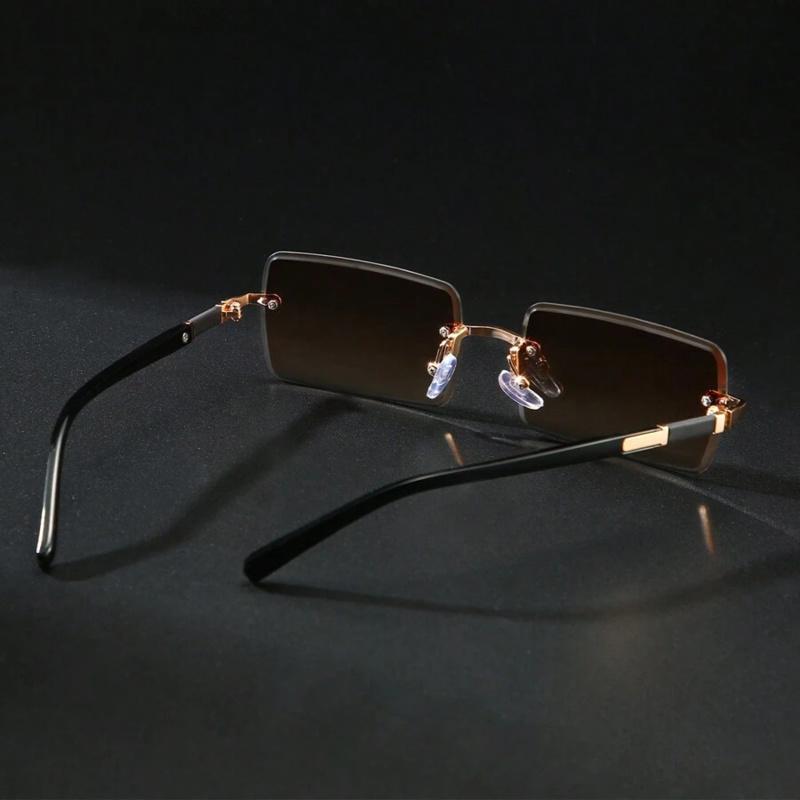 Rimless Sunglasses Rectangle Women Men Shades Small Square Sun Glasses For Female Male Beach Vacation Travel  Eyewear