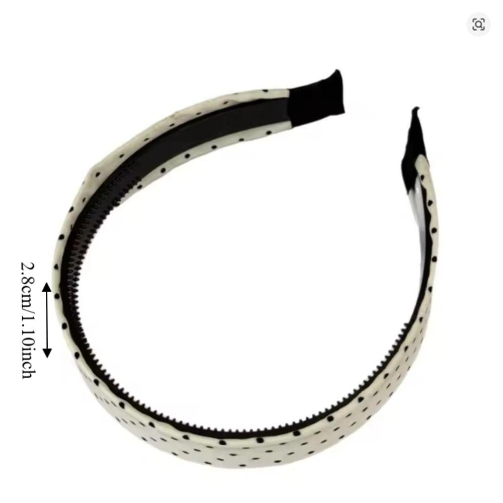 Black White Color Polka Dot Headband Non-Slip Wide Band Korean Wide Headband Cloth And Plastic Retro Vintage Hair Hoop Wash Face