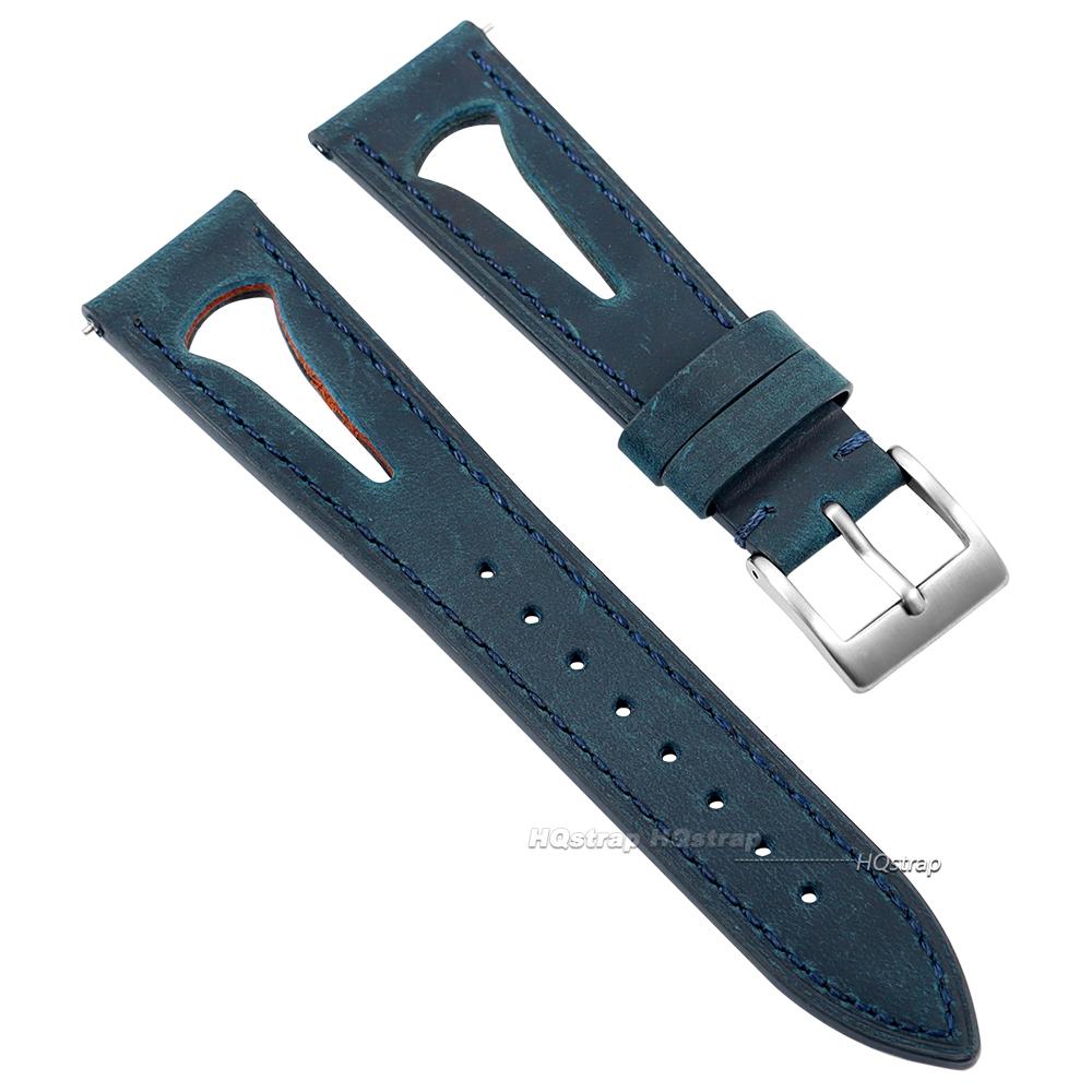 Oil Wax Leather Watchband Retro Cowhide Strap 20mm 21mm 22mm 24mm Breathable Waterproof Wristbelt Quick Release Bracelet