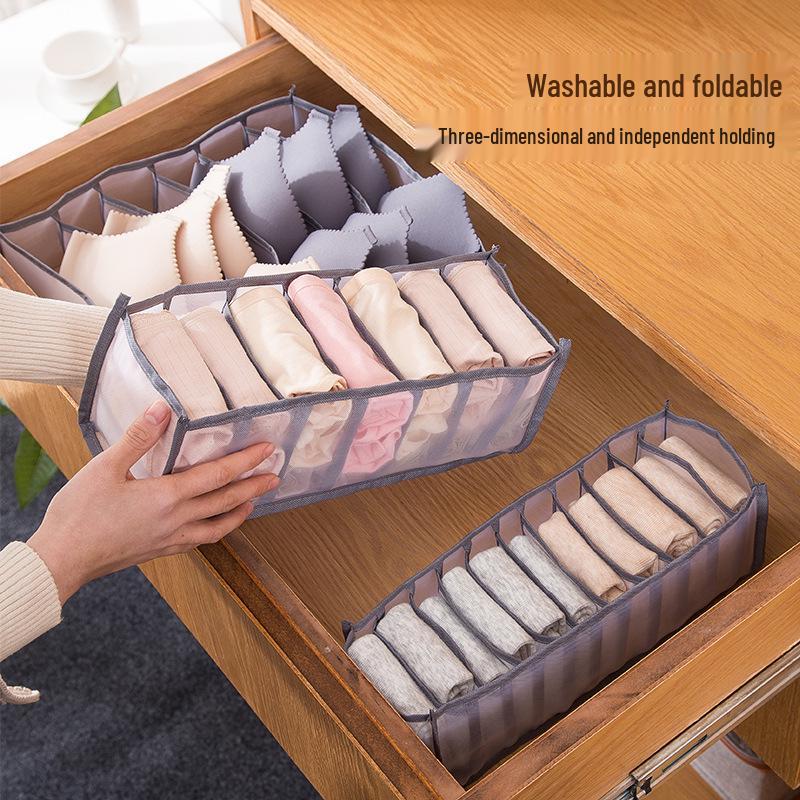 Mesh Underwear and Sock Storage Box with Dividers and Handle for Drawers and Wardrobes
