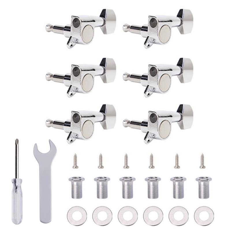 6Pcs 6 Inline Sealed Guitar Tunings Pegs Machine Head String Tuners Tunings Key Replacement Acoustics Guitar Tuner