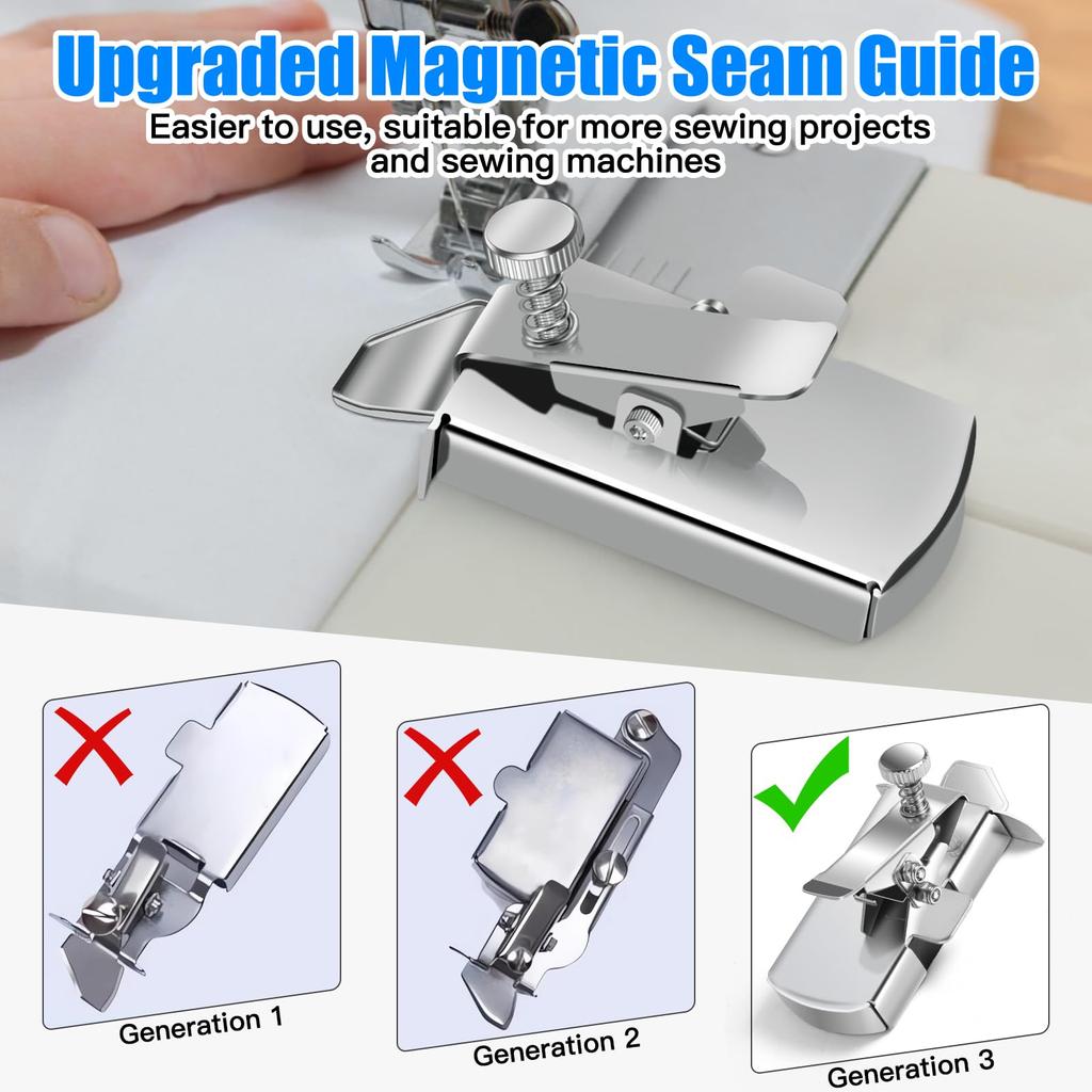 Magnetic Seam Guide for Sewing Machine Multifucntional Straight Ruler Line Hems Sewing Ruler for Walking Foot Sewing Machine