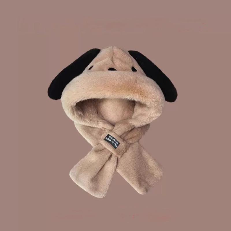 

Милый щенок длинные уши плюшевая шапка шарф интегрированный женский осенне-зимний показать маленькое лицо теплый комплект из двух предметов M（54-59cm） хаки