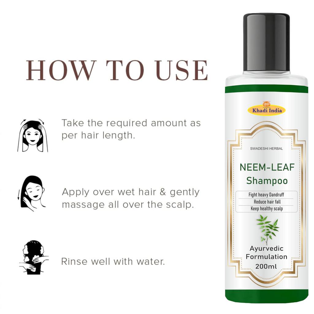 Khadi Neem Hair Cleanser - 100% Herbal Shampoo for Dandruff, Itchy Scalp & Oil Control - Antibacterial, Sulfate-Free, Paraben-Free - 200ml