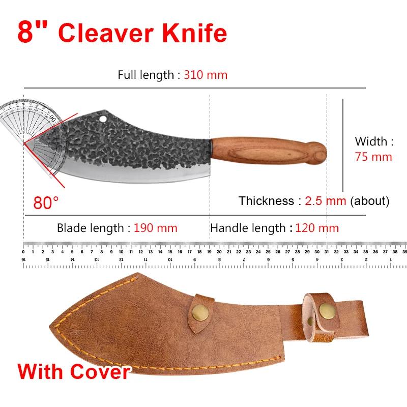 Forged Kitchen Knives Meat Cleaver Chopping Vegetables Butcher Knives Hiking Camping Barbecue Outdoor Survival Knife Wood Handle