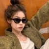 New Cat Eye Rice Nail Sunglasses Female Tide Internet Celebrity Personality YK Street Sunshade Sunglasses Decorative Flat Glasses