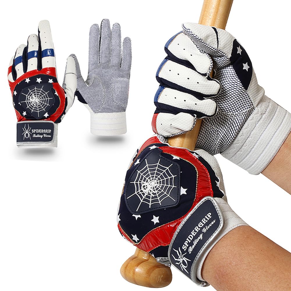 

Spidergrip Nonslip Batting Gloves American (XL, Flag)