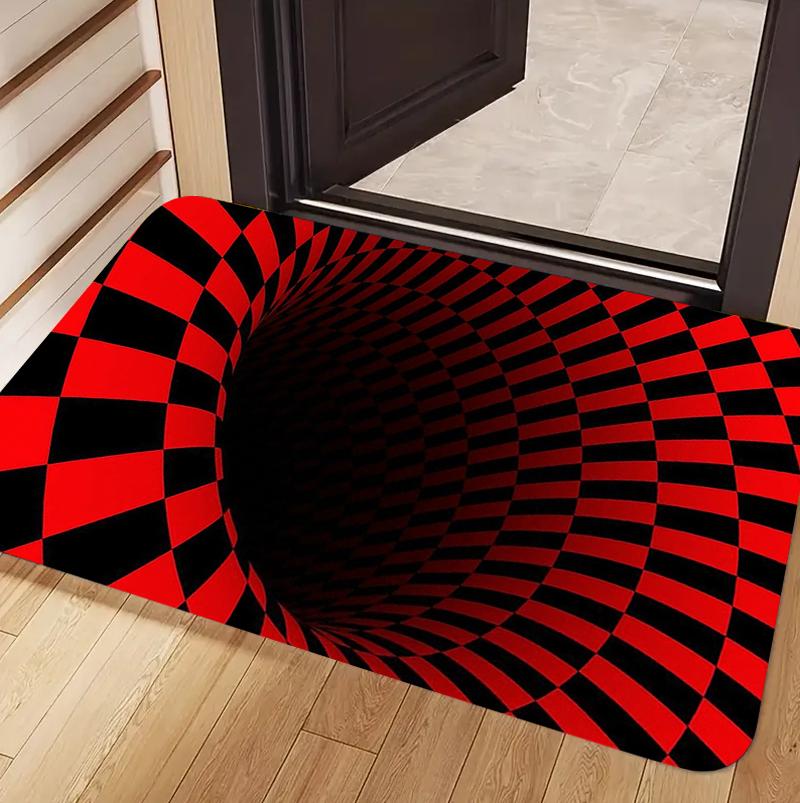 Trippy Yellow Black Stripe Vortex Optical Illusion Non-slip Carpet Washable Door Mat for Entryway Livingroom Home Decoration
