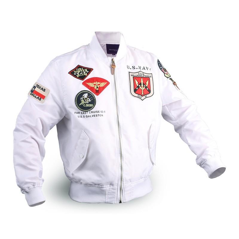 Mens MA1 Flight Jacket Vintage Bomber Embroidered Casual Windproof Coat